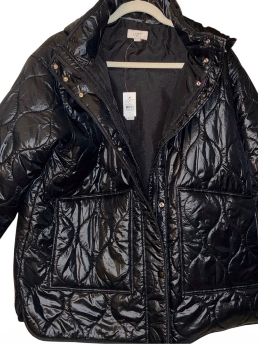 NWT Loft Cozy Light Weight Black Quilted Jacket Sz M